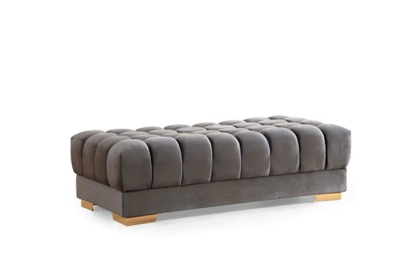 Ariana Gray Velvet Rectangle Ottoman (ARIANAGRAY-OTT)