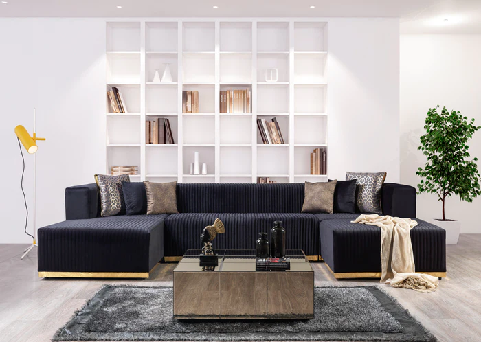Juliana Black Velvet 4-Piece Sectional (JULIANABLACK-SEC4)
