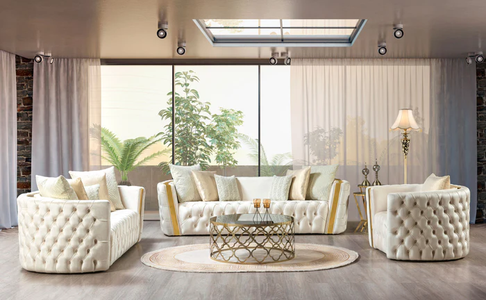 Fanci Ivory Velvet Sofa & Loveseat (FANCIIVORY-SL)