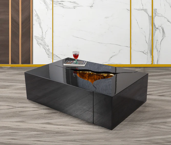 Dream Wood Black/Gold 3-Piece Coffee Table (DREAMBG-WOOD)