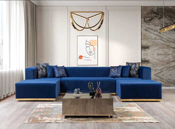Juliana Blue Velvet 4-Piece Sectional (JULIANABLUE-SEC4)