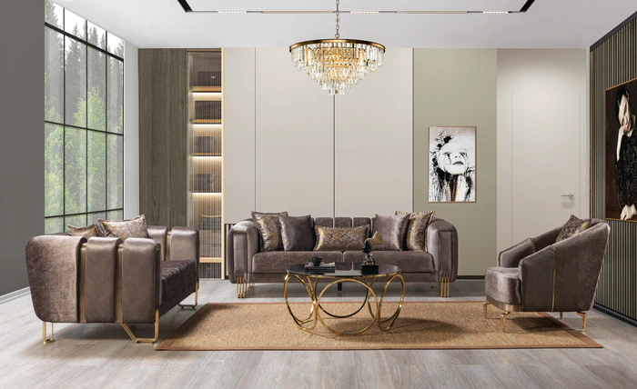 Santana Coffee Velvet Sofa & Loveseat (SANTANACOFFEE-SL)
