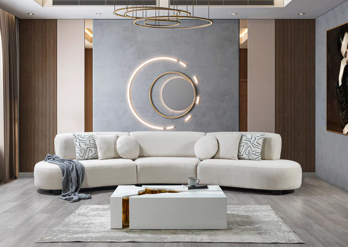 Olivia Ivory Boucle 3-Piece Curved Sectional (OLIVIA3SEC)