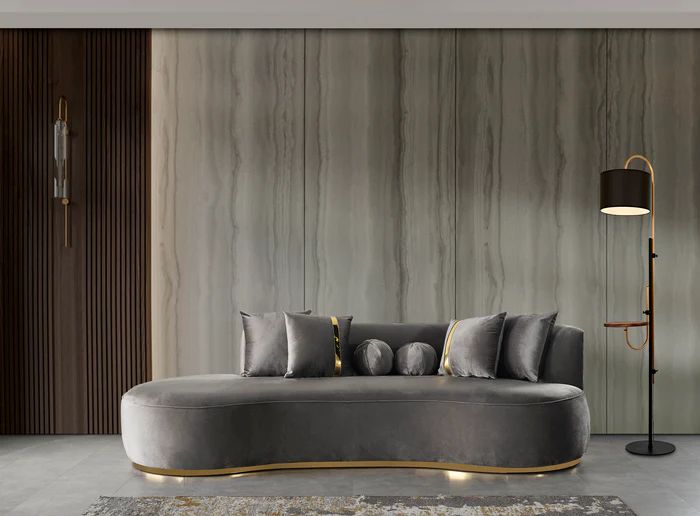 Ella Gray Velvet Chaise Lounge (ELLAGRAY-CH)