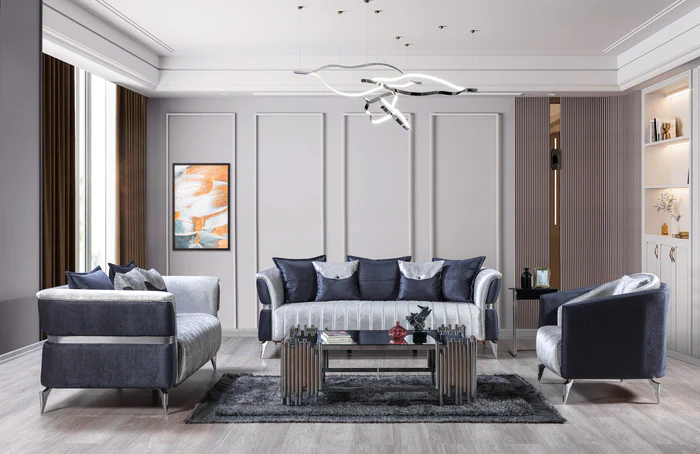 Leina Silver-Gray Velvet Sofa & Loveseat (LEINASG-SL)
