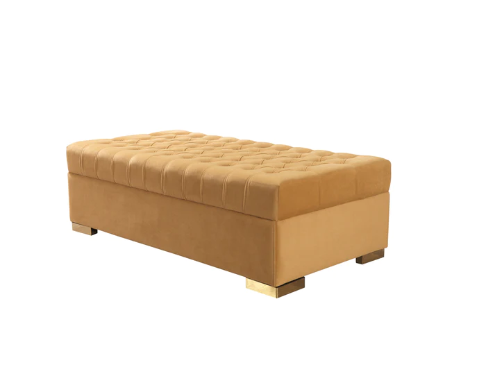 Lauren Mustard Velvet Rectangle Ottoman (LAURENMUSTARD-OTT)
