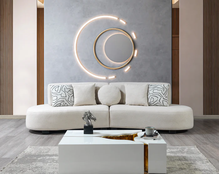 Olivia Ivory Boucle 2-Piece Curved Sectional (OLIVIA2SEC)