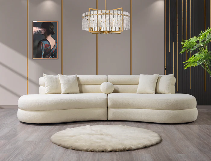 Larissa Ivory Boucle Curved Sectional (LARISSAIVORY-SEC)