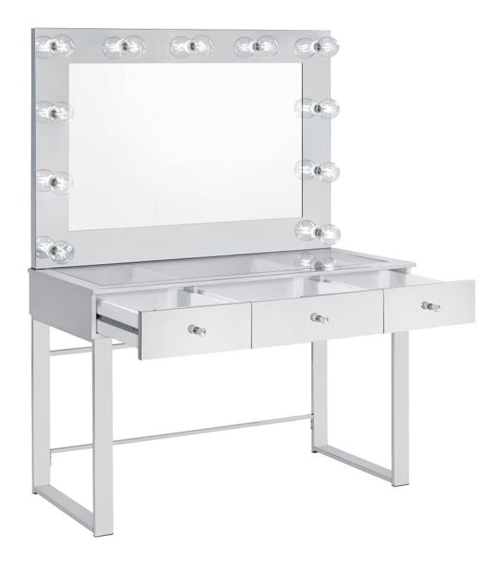 Umbridge 3-drawer Vanity with Lighting Chrome and White (935934)
