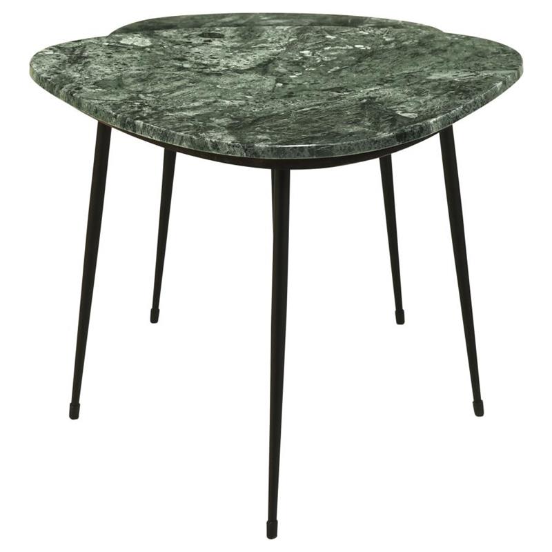 Tobias 2-piece Triangular Marble Top Nesting Table Green and Black (930241)