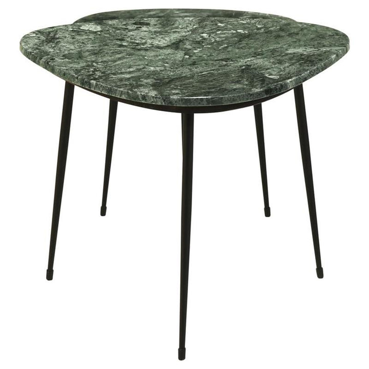 Tobias 2-piece Triangular Marble Top Nesting Table Green and Black (930241)