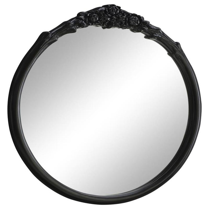 Sylvie French Provincial Round Wall Mirror Black (969533GBK)