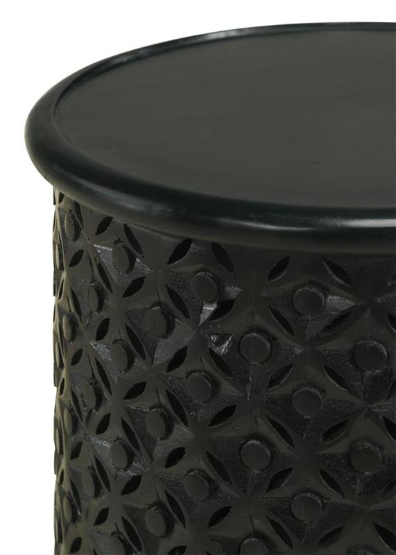 Krish 18-inch Round Accent Table Black Stain (936141)