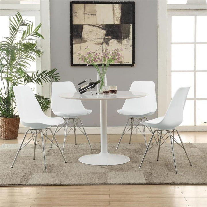 Juniper Armless Dining Chairs White and Chrome (Set of 2) (102792)
