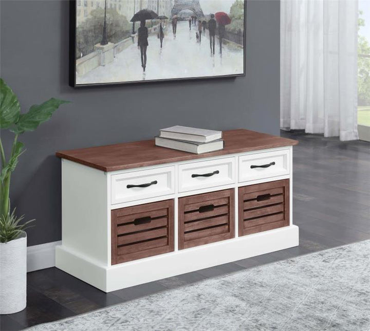 Alma 3-drawer Storage Bench Weathered Brown and White (911196)