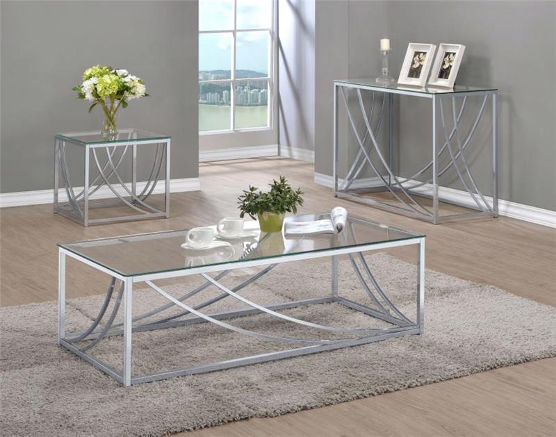 Lille Glass Top Rectangular Sofa Table Accents Chrome (720499)