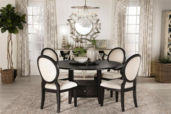 Twyla Round Dining Table with Removable Lazy Susan Dark Cocoa (115101)