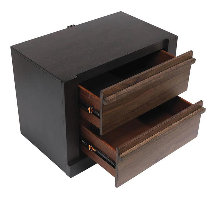 Azalia 2-drawer Nightstand Black and Walnut (224282)