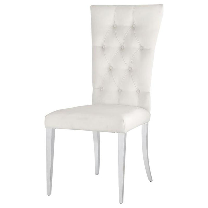 Kerwin Tufted Upholstered Side Chair (Set of 2) White and Chrome (111102)