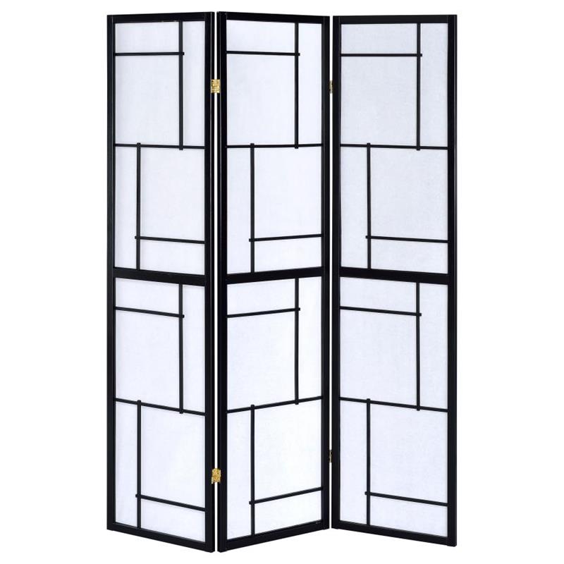 Damis 3-panel Folding Floor Screen Black and White (900102)