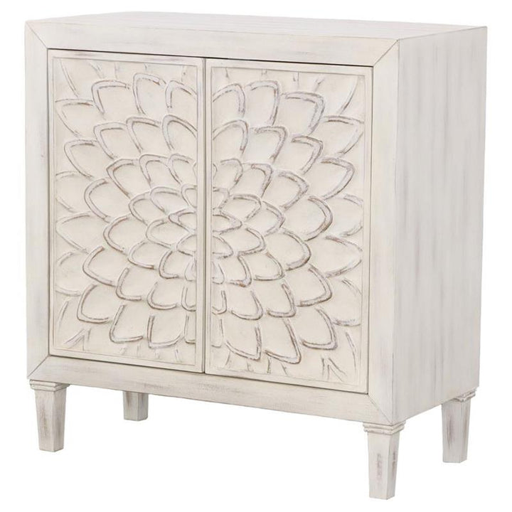 Clarkia Accent Cabinet with Floral Carved Door White (953347)