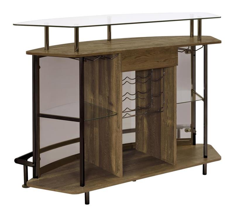Gideon Crescent Shaped Glass Top Bar Unit with Drawer (182236)