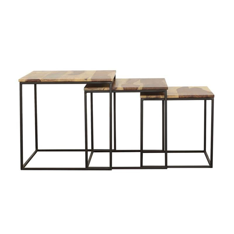 Belcourt 3-piece Square Nesting Tables Natural and Black (931182)