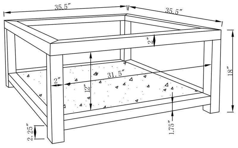 Valentina Rectangular Coffee Table with Glass Top Mirror (736218)