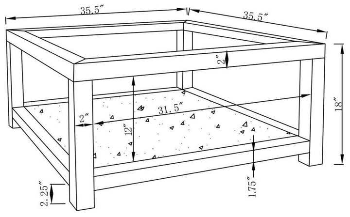 Valentina Rectangular Coffee Table with Glass Top Mirror (736218)