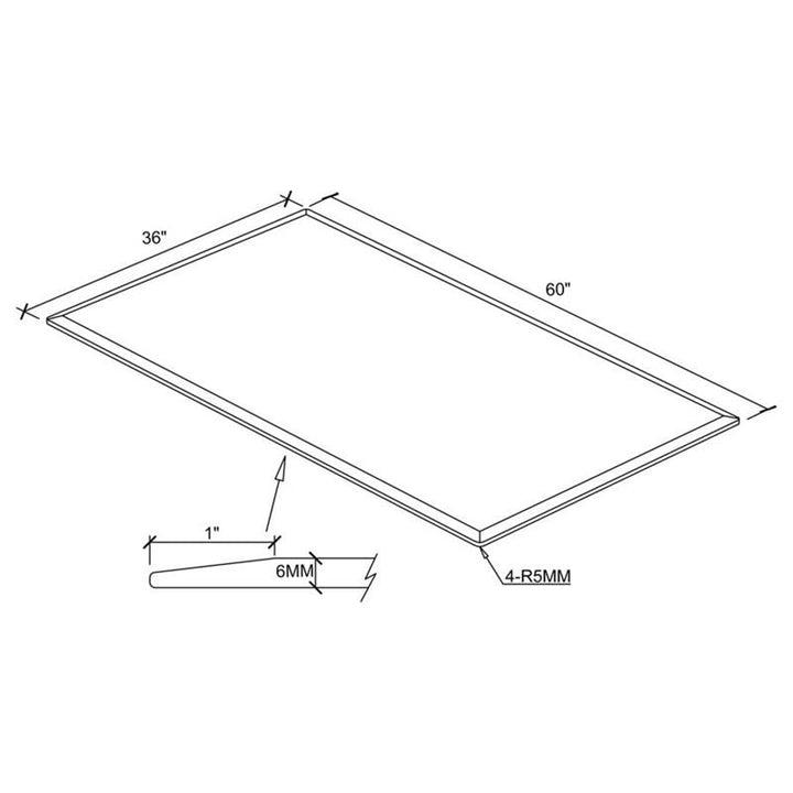 60x36" 6mm Rectangular Glass Top Clear (CB3660-6)