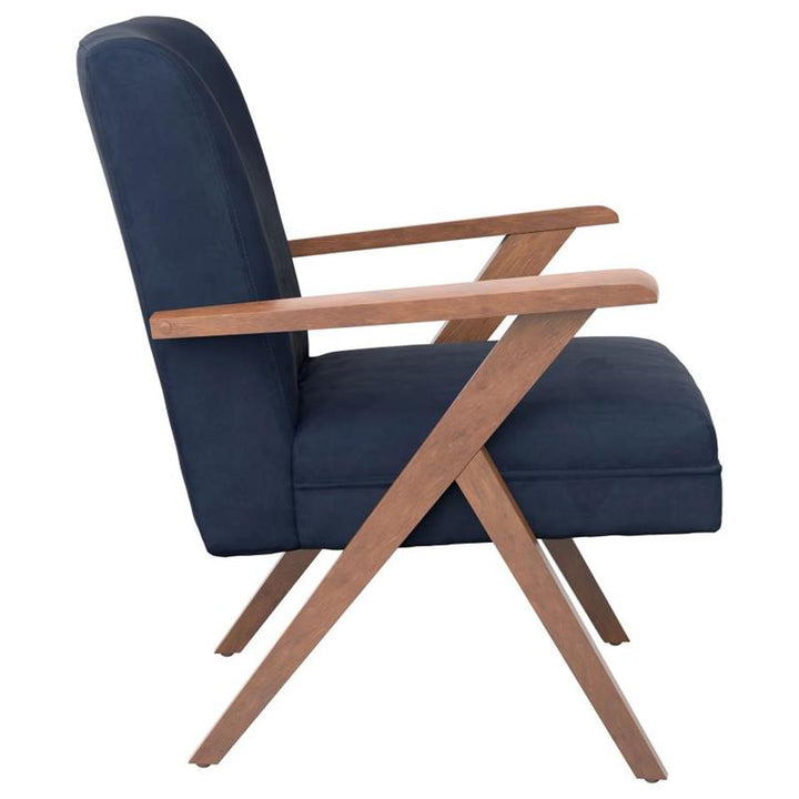 Cheryl Wooden Arms Accent Chair Dark Blue and Walnut (905415)