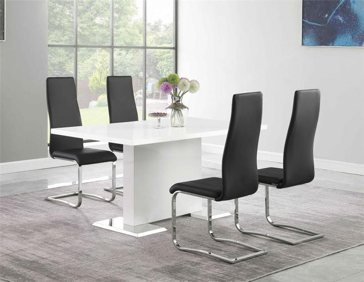 Anges 5-piece Dining Set White High Gloss and Black (102310-S5K)