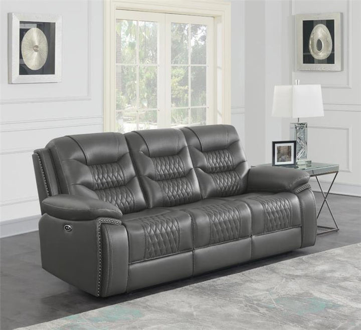 Flamenco Tufted Upholstered Power Sofa Charcoal (610204P)