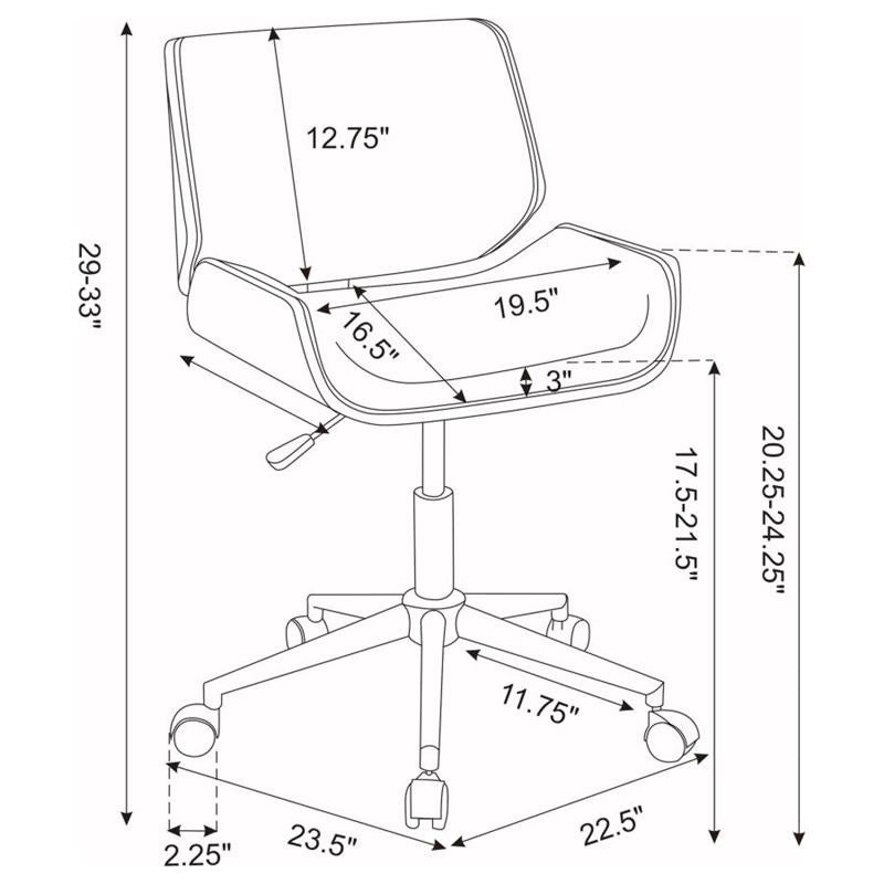 Addington Adjustable Height Office Chair Ecru and Chrome (800613)