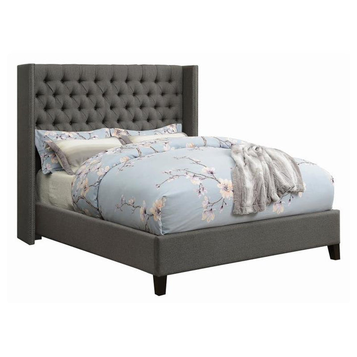 Bancroft Demi-wing Upholstered Full Bed Grey (301405F)