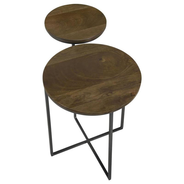 Yael Round Accent Table Natural and Gunmetal (935980)