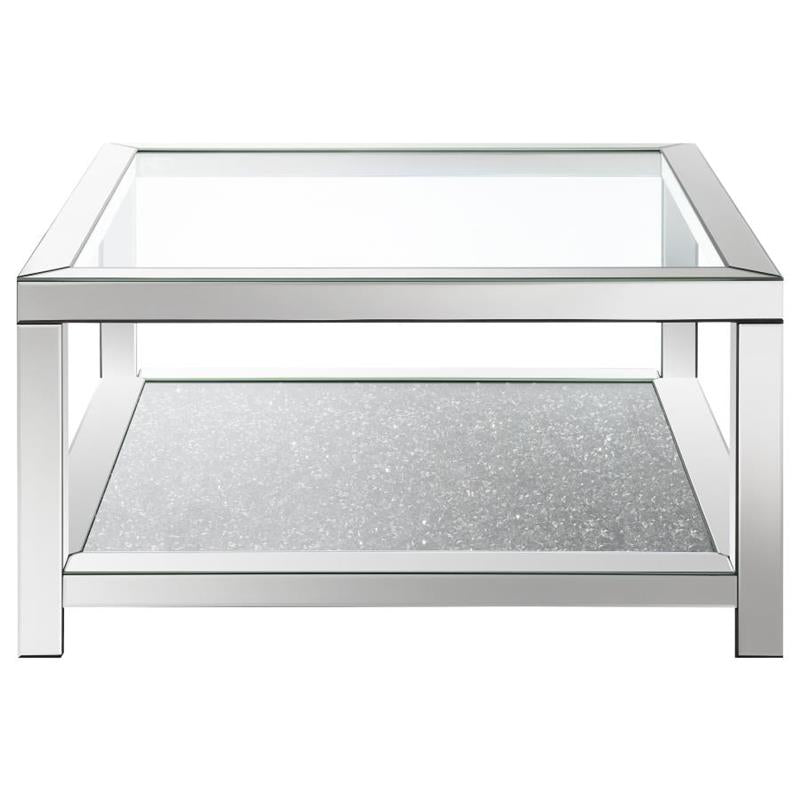 Valentina Rectangular Coffee Table with Glass Top Mirror (736218)