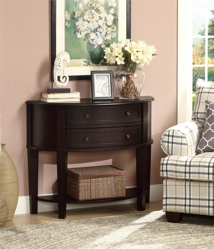 Diane 2-drawer Demilune Shape Console Table Cappuccino (950156)