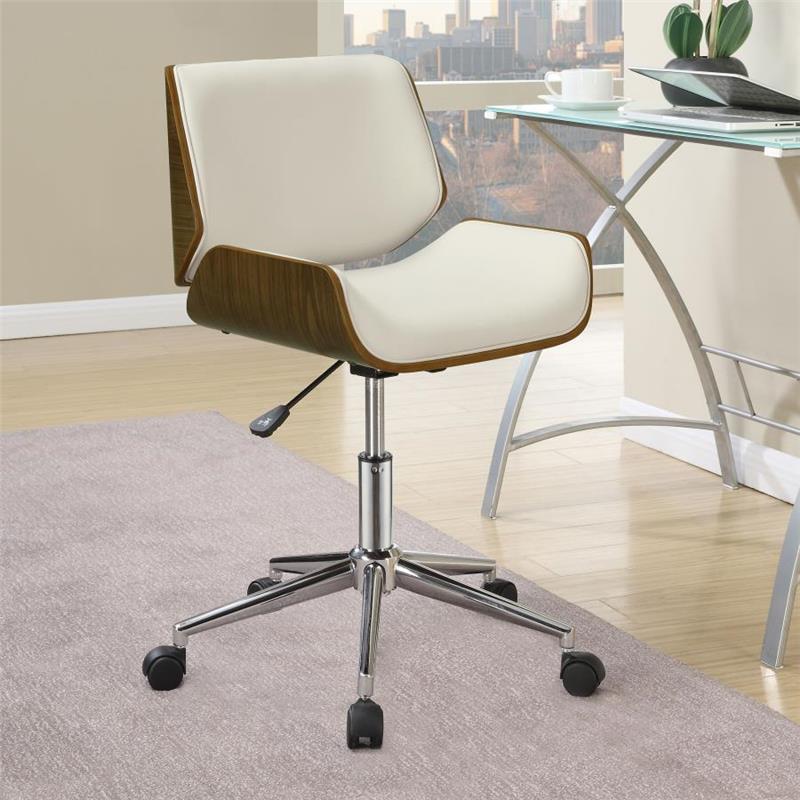 Addington Adjustable Height Office Chair Ecru and Chrome (800613)