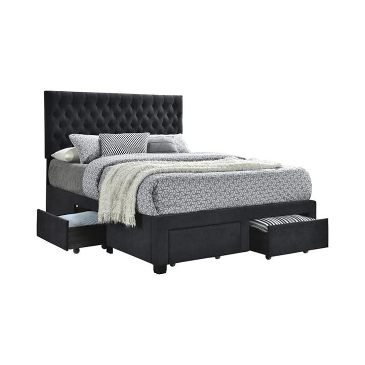 Soledad Full 4-drawer Button Tufted Storage Bed Charcoal (305877F)