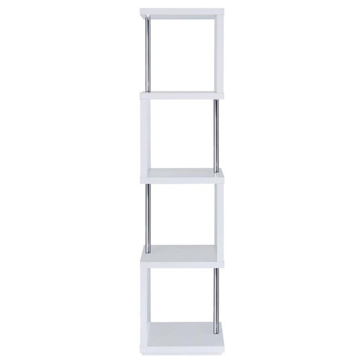 Baxter 4-shelf Bookcase White and Chrome (801418)