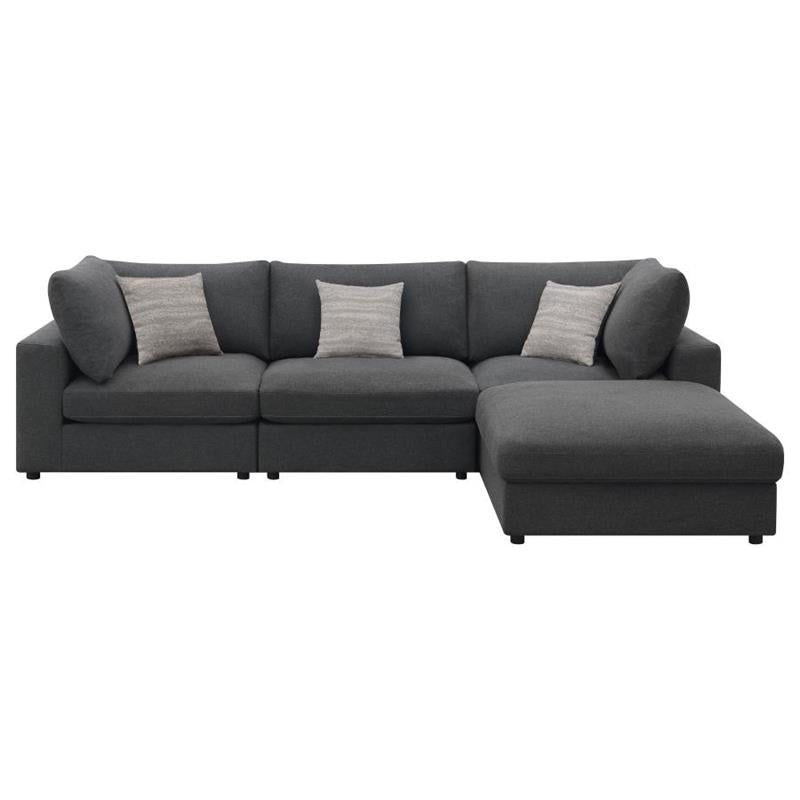 Serene 4-piece Upholstered Modular Sectional Charcoal (551324-SETB)