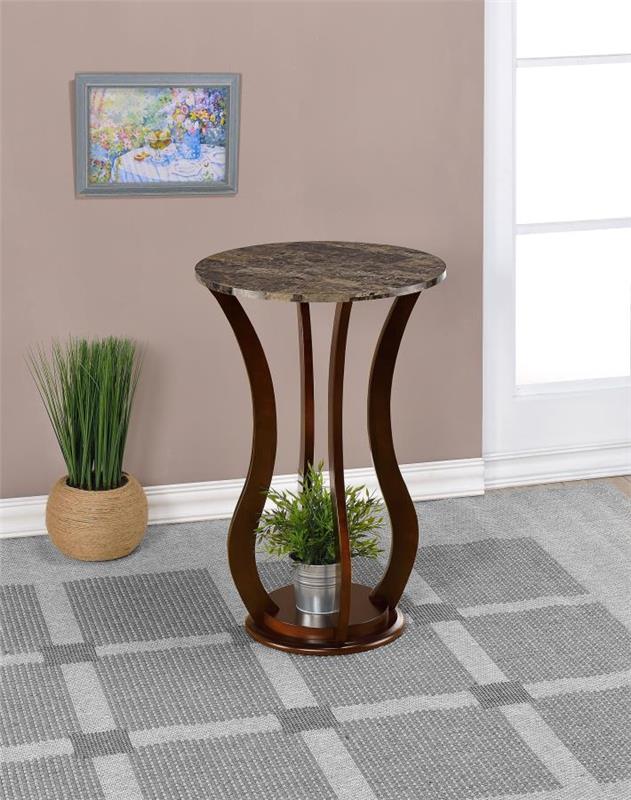 Elton Round Marble Top Accent Table Brown (900926)