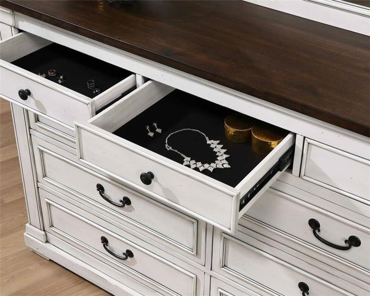 Hillcrest 9-drawer Dresser Dark Rum and White (223353)