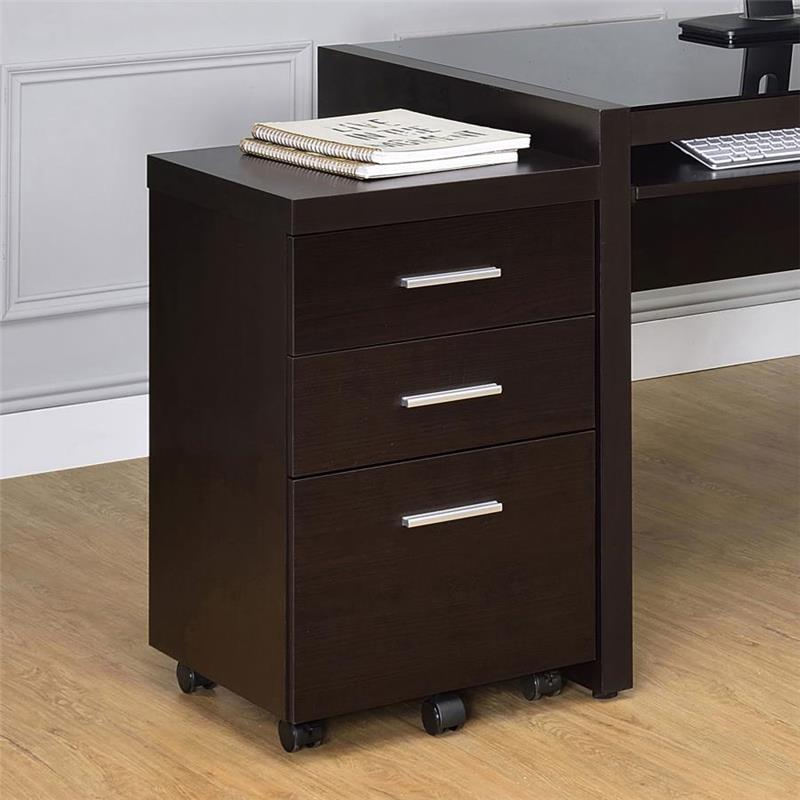 Skeena 3-drawer Mobile Storage Cabinet Cappuccino (800903)