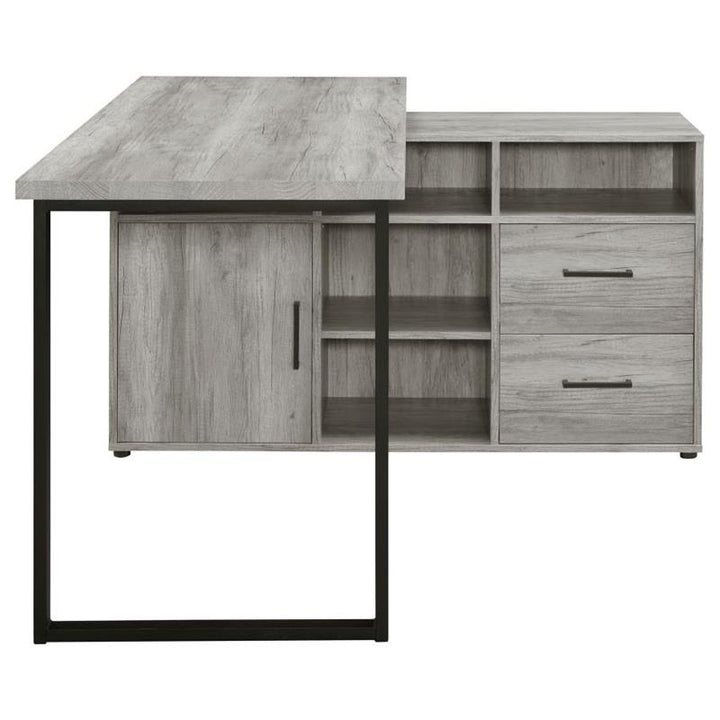 Hertford L-shape Office Desk with Storage Grey Driftwood (804462)