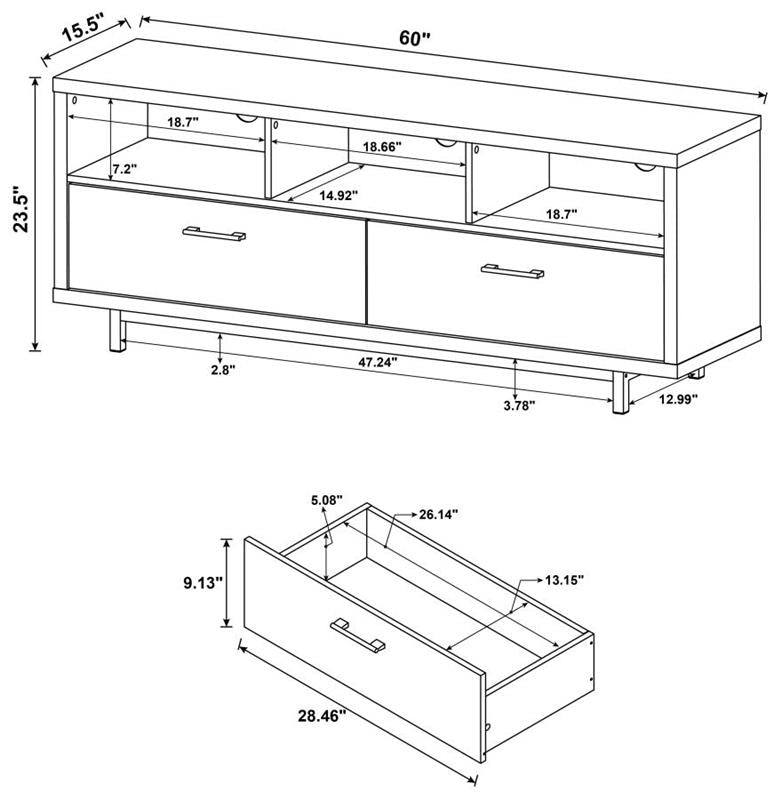 Casey 2-drawer Rectangular TV Console Cappuccino (701973)