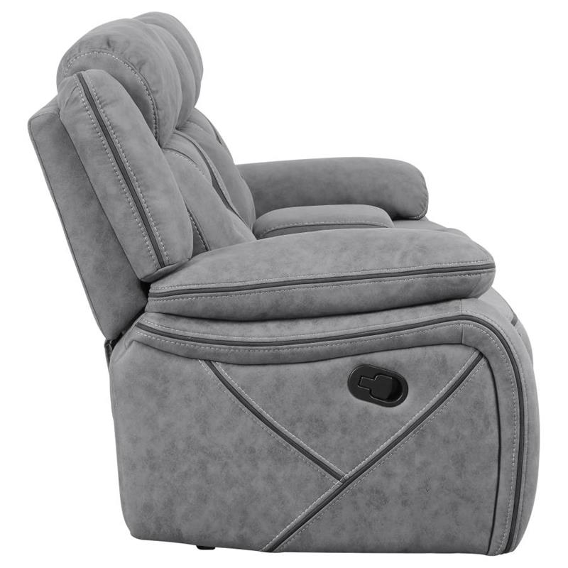 Higgins Pillow Top Arm Motion Loveseat with Console Grey (602262)