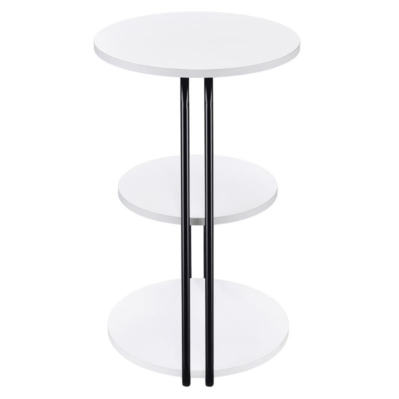 Hilly 3-tier Round Side Table White and Black (930071)