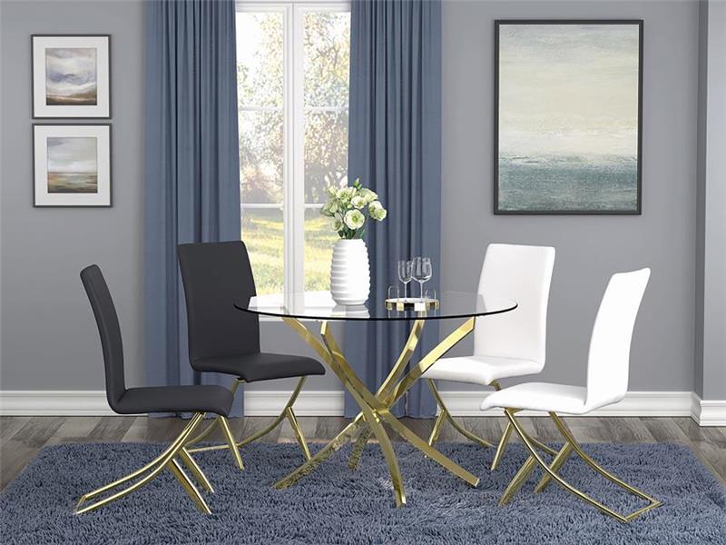 Beckham Round Dining Table Brass and Clear (108441)
